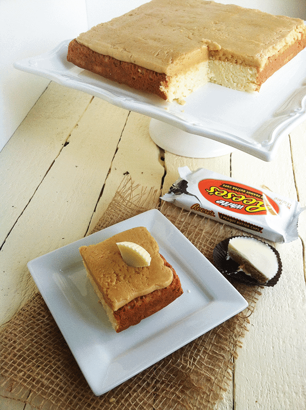 White Chocolate Brownies with Peanut Butter Frosting