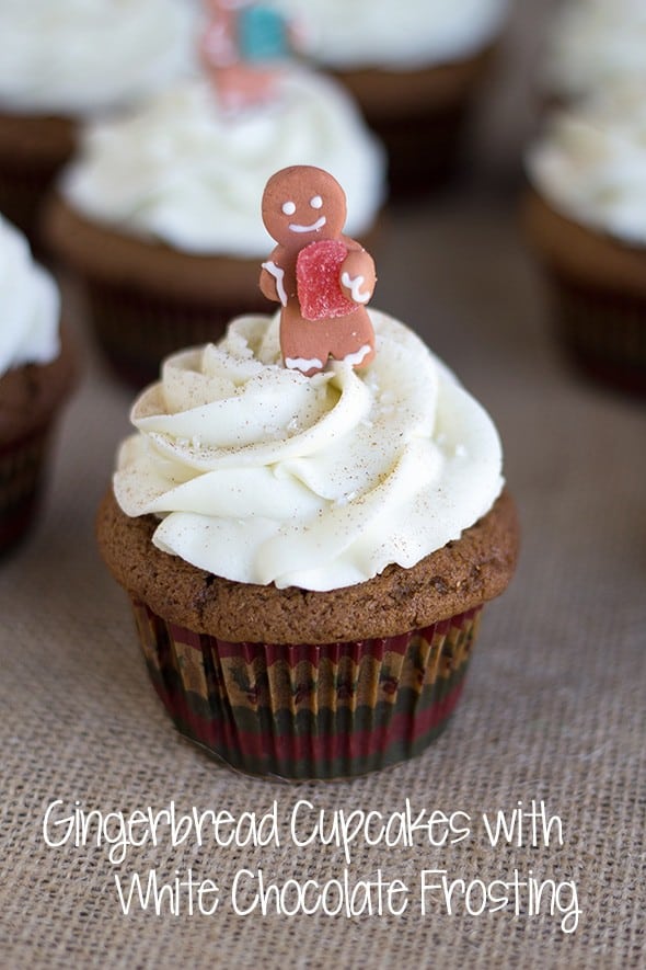 Gingerbread Cupcakes with White Chocolate Frosting