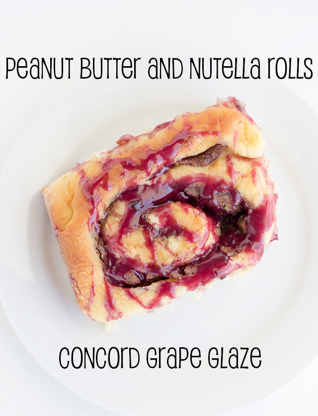 Peanut Butter and Nutella Rolls with Concord Grape Glaze