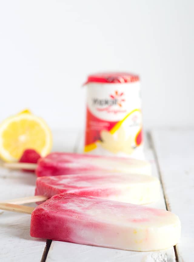 Raspberry Lemonade Yogurt Popsicles