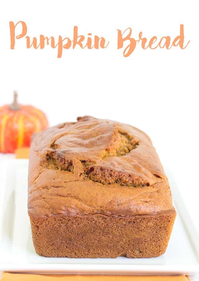 Pumpkin Bread - moist pumpkin bread with loads of spices and flavor. Add a little butter to a warm slice of bread and enjoy!