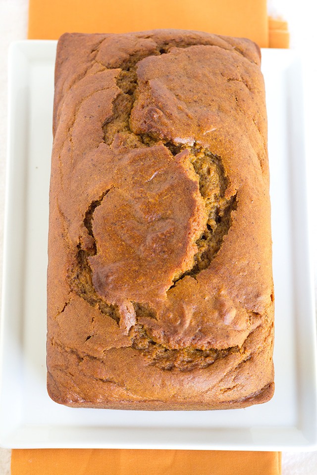 Pumpkin Bread - moist pumpkin bread with loads of spices and flavor. Add a little butter to a warm slice of bread and enjoy!