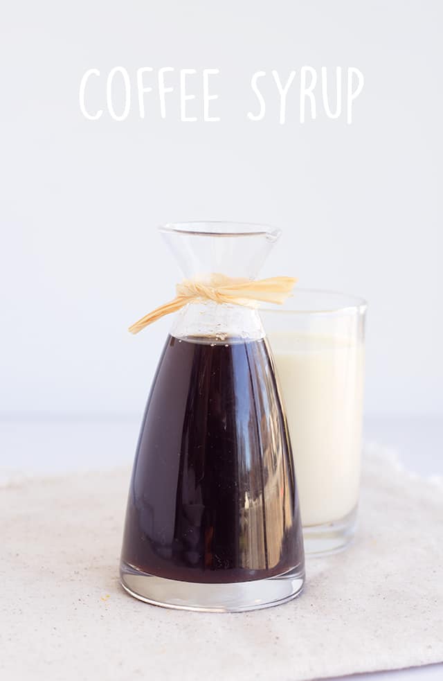 titled image - Coffee Syrup - a glass carafe of homemade coffee concentrate (coffee syrup)