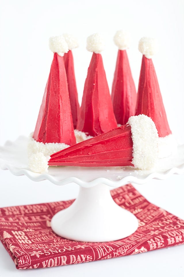 Santa Hats - a fun pinata treat for kids! Stuff some waffle cones with festive m&m's and let the magic happen.