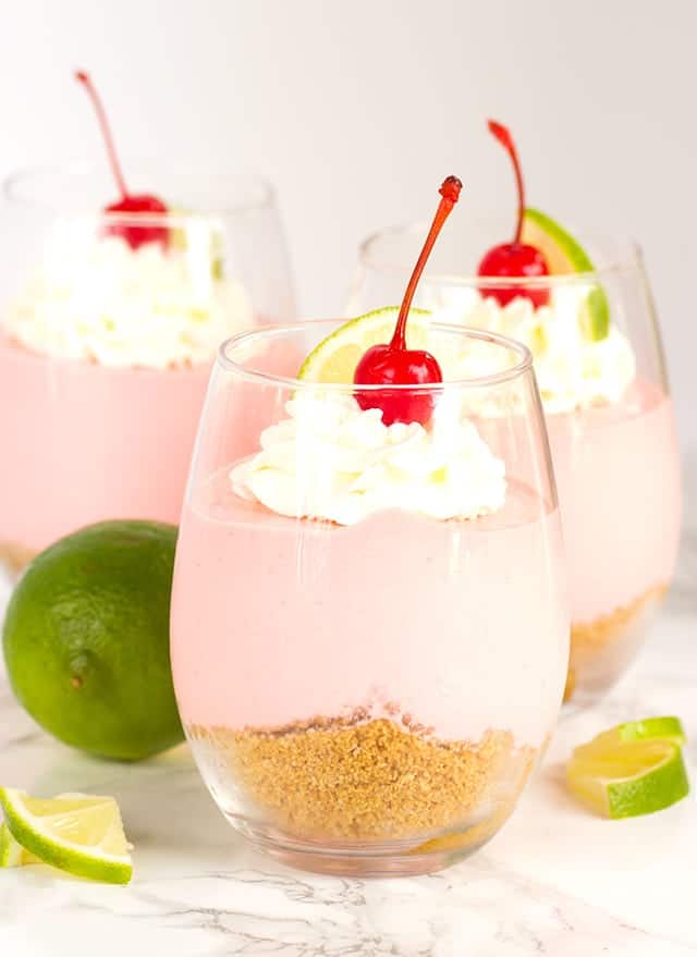 No Bake Cherry Limeade Cheesecake - Cherry and lime come together to make the perfect mousse cheesecake!