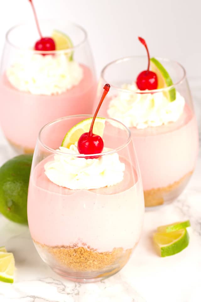 No Bake Cherry Limeade Cheesecake - Cherry and lime come together to make the perfect mousse cheesecake!