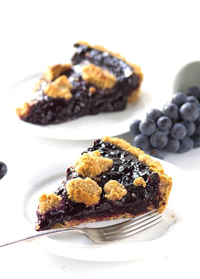Concord Grape Tart with a Peanut Butter Cookie Crust and Crumb. 