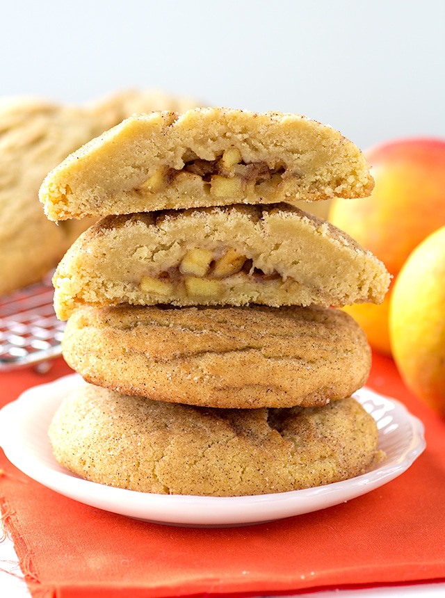 Apple Pie Stuffed Snickerdoodles - apple pie filling stuffed inside thick and fluffy snickerdoodles!