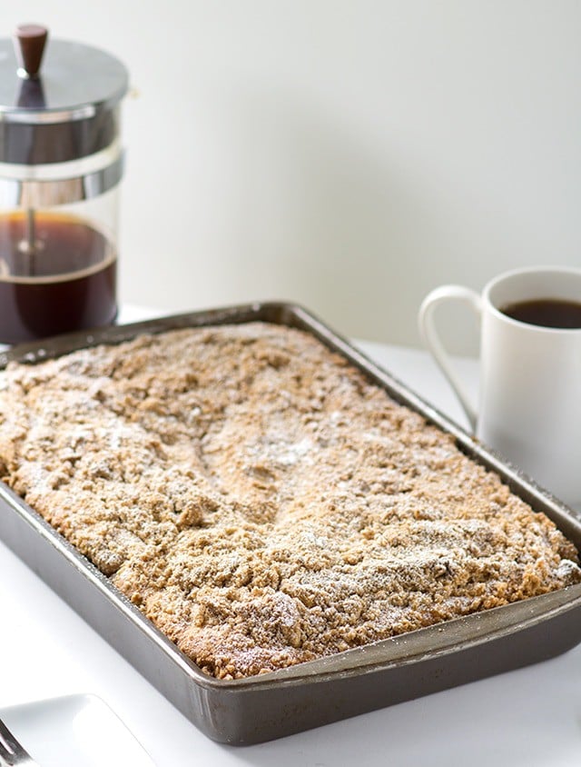 Old Fashioned Coffee Cake - Thick coffee cake with a layer of streusel inside the cake and on top of the cake. It also have a nice addition of strong coffee in the recipe for the coffee lovers! So get your morning coffee ready and have a slice of this coffee cake.