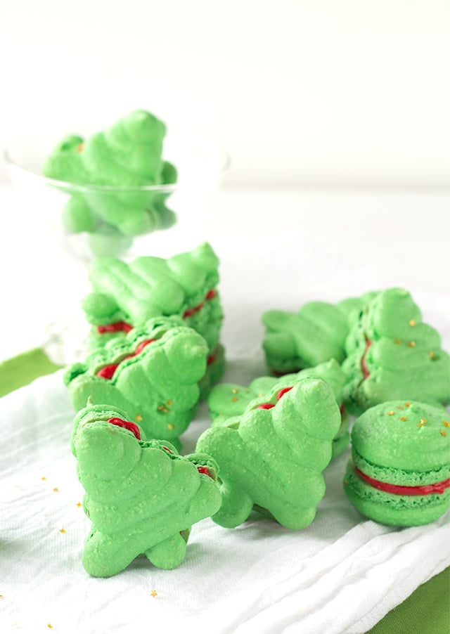 macarons on a white linen