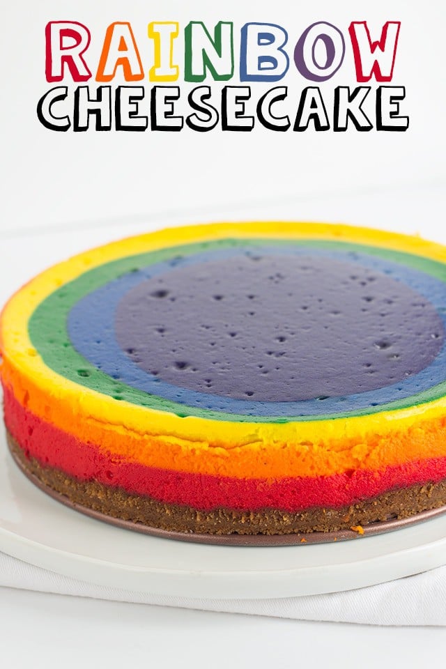 titled photo and shown: Rainbow Cheesecake 